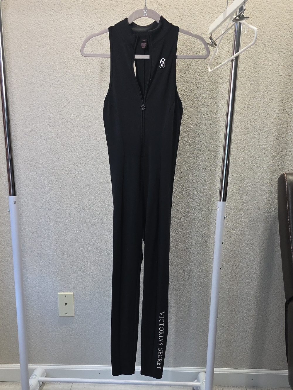 Victoria's Secret Black Sleeveless Zip-Front Slim Jumpsuit